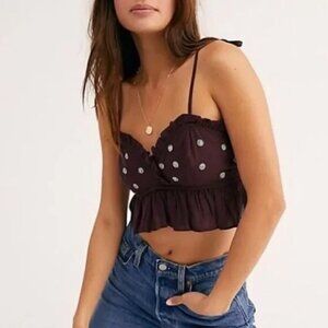 Intimately Free People On a Star Bohemian Crop Cami Ruffle Wine Fairycore